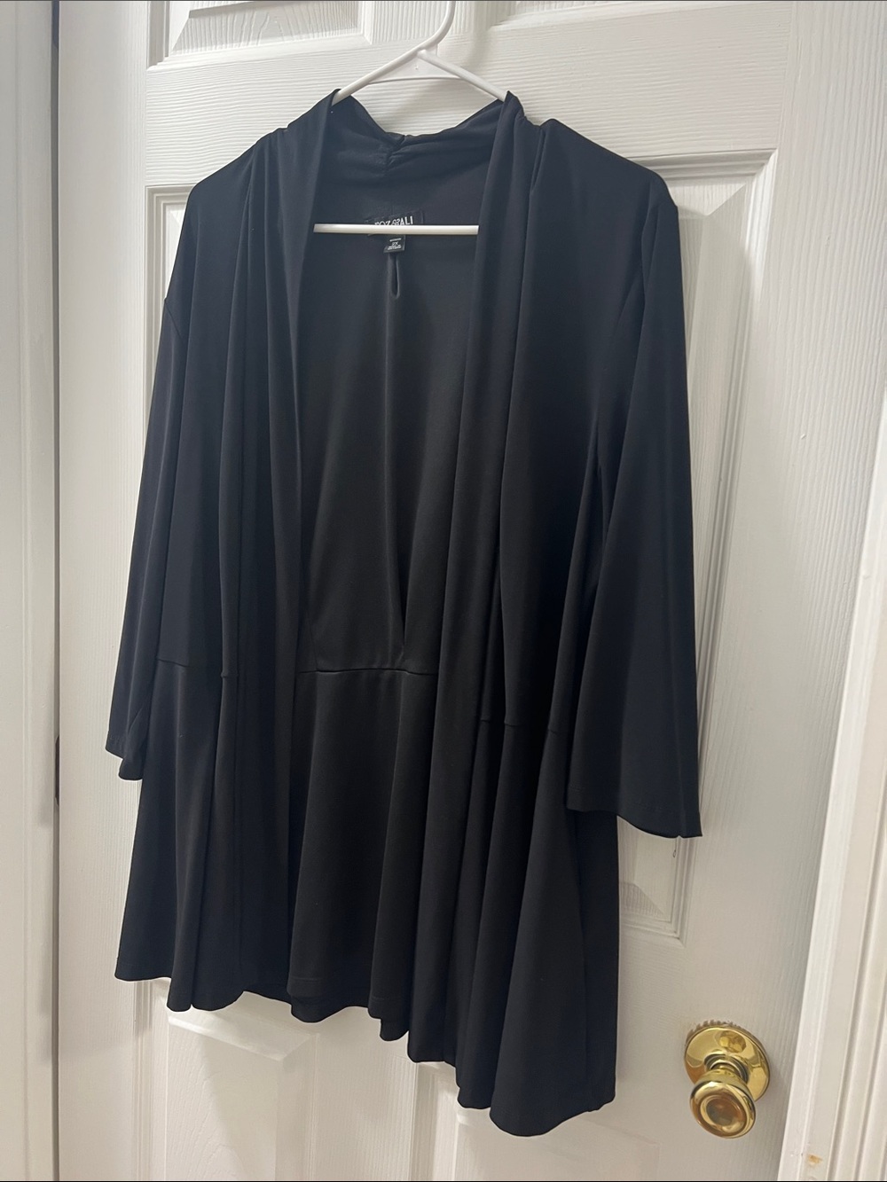 Roz & Ali Black Open Front Drape Jacket
